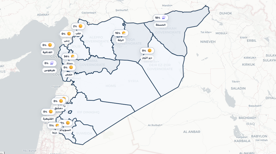 سوريا تشهد ارتفاعًا في الحرارة مع غيوم متفرقة خلال النهار