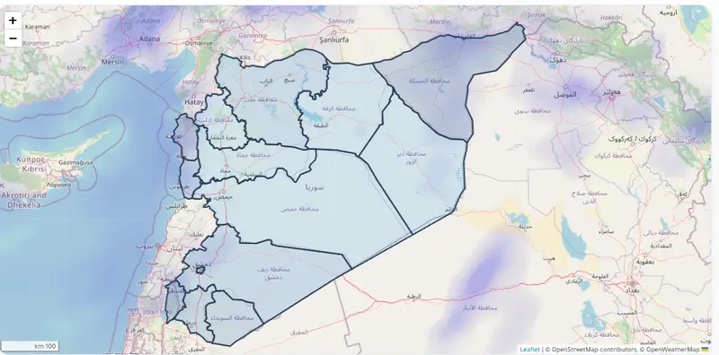 انخفاض ملحوظ في درجات الحرارة وأمطار متفرقة في عدة مناطق سورية