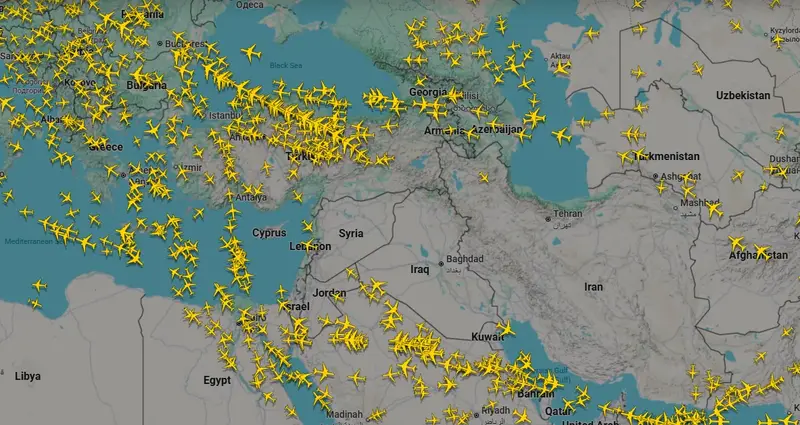 انعدام الطيران المدني فوق الشرق الأوسط جراء التصعيد العسكري بين إيران وإسرائيل